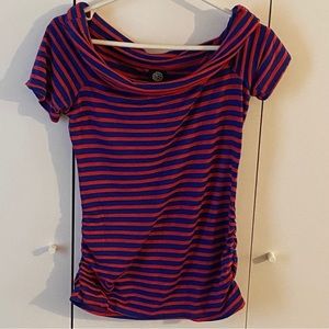 Bobeau Cowl-neck Striped Tshirt